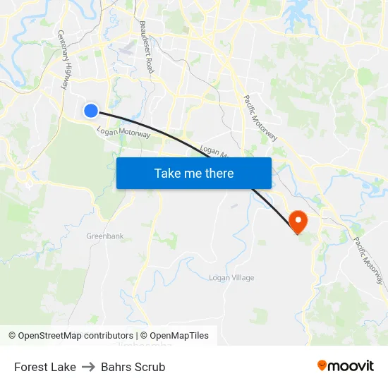 Forest Lake to Bahrs Scrub map