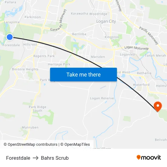 Forestdale to Bahrs Scrub map