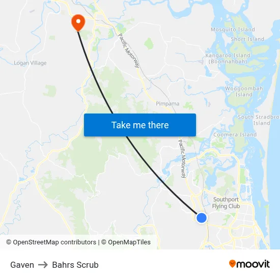 Gaven to Bahrs Scrub map