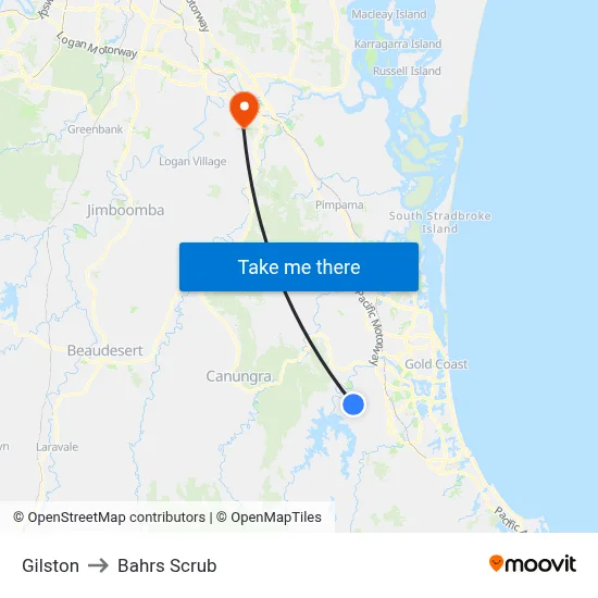 Gilston to Bahrs Scrub map
