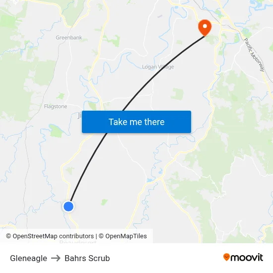 Gleneagle to Bahrs Scrub map