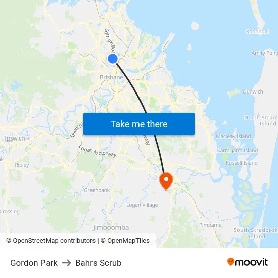 Gordon Park to Bahrs Scrub map