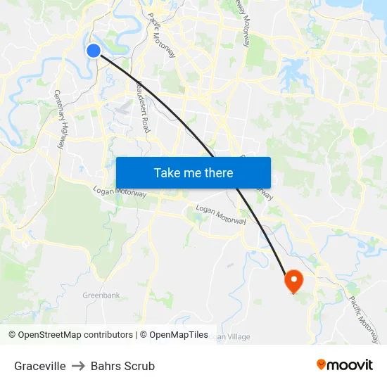 Graceville to Bahrs Scrub map