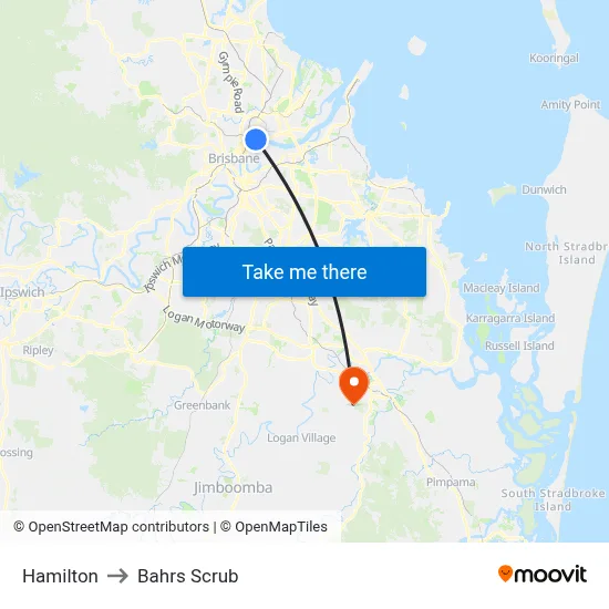 Hamilton to Bahrs Scrub map