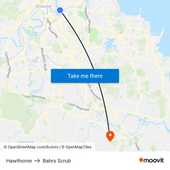 Hawthorne to Bahrs Scrub map