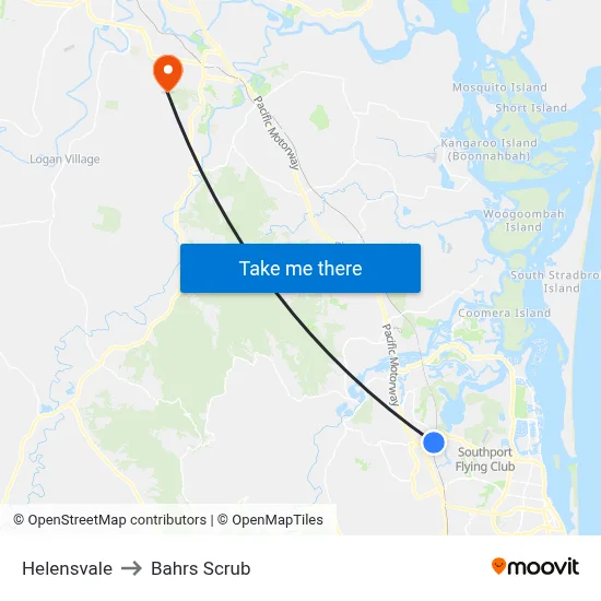 Helensvale to Bahrs Scrub map