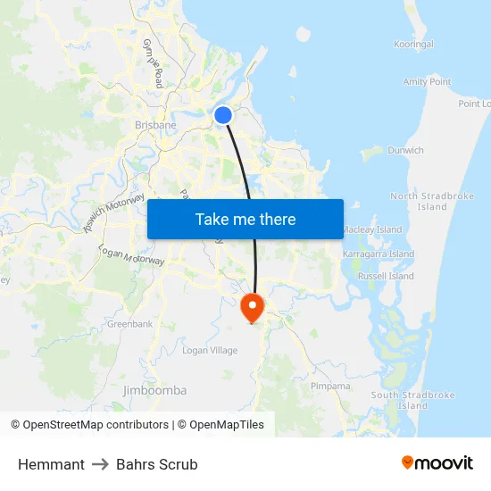 Hemmant to Bahrs Scrub map