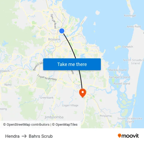 Hendra to Bahrs Scrub map