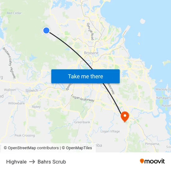 Highvale to Bahrs Scrub map
