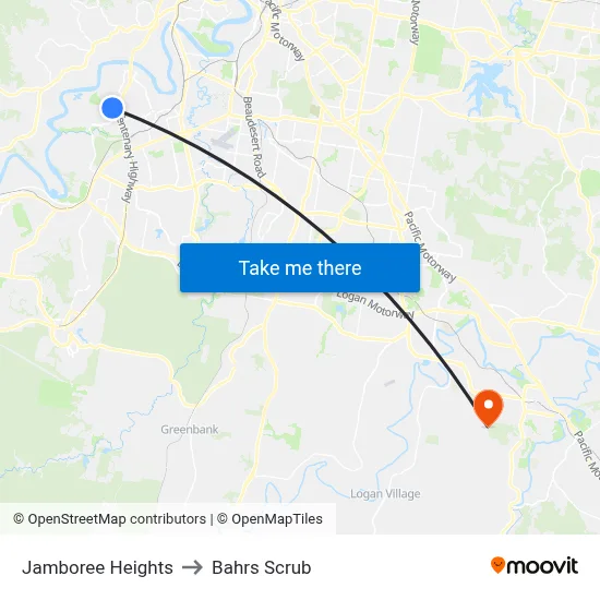 Jamboree Heights to Bahrs Scrub map