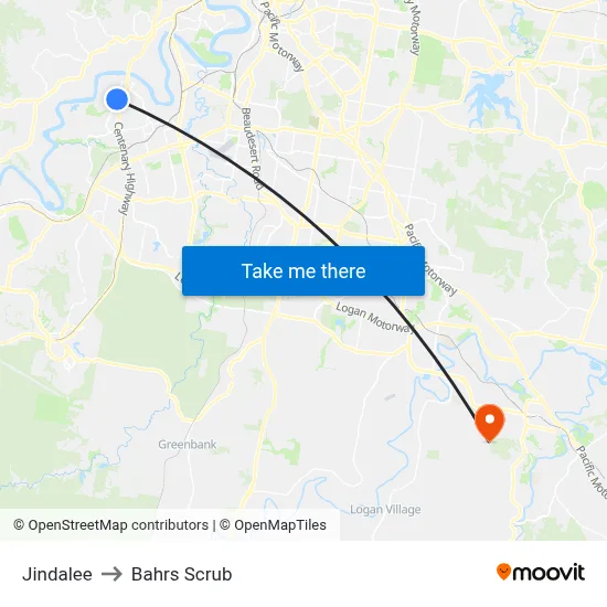 Jindalee to Bahrs Scrub map
