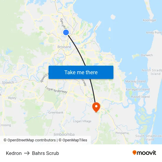 Kedron to Bahrs Scrub map