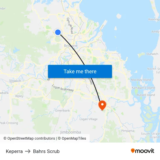 Keperra to Bahrs Scrub map