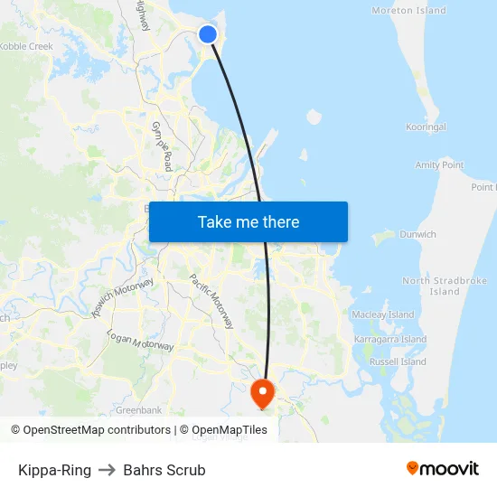 Kippa-Ring to Bahrs Scrub map