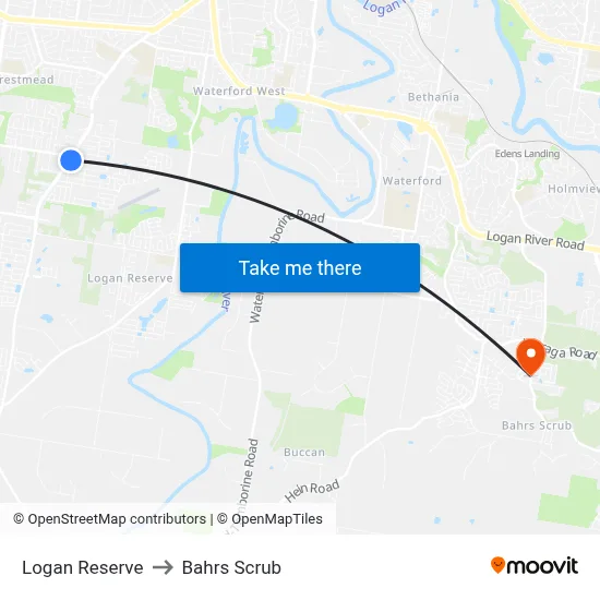 Logan Reserve to Bahrs Scrub map