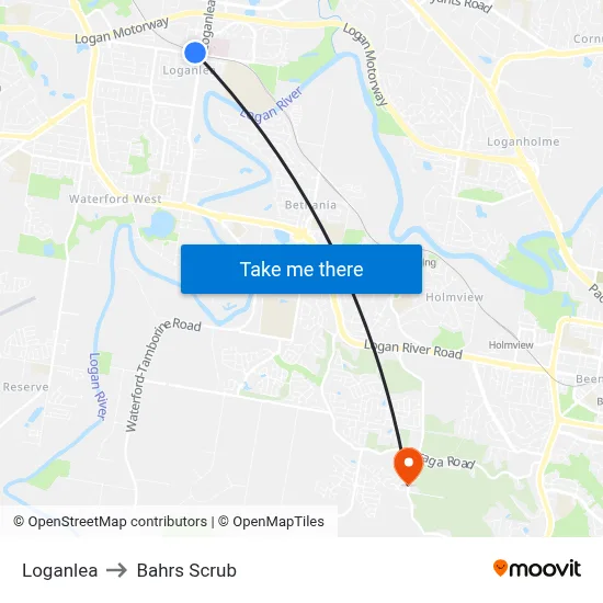 Loganlea to Bahrs Scrub map