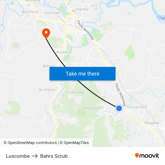 Luscombe to Bahrs Scrub map