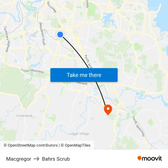 Macgregor to Bahrs Scrub map