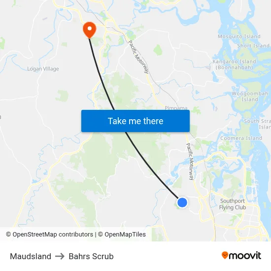 Maudsland to Bahrs Scrub map