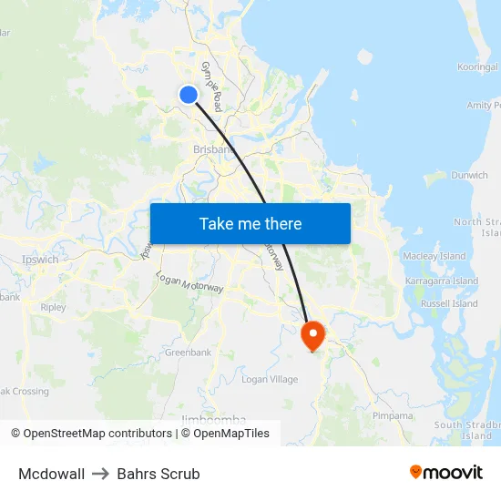 Mcdowall to Bahrs Scrub map