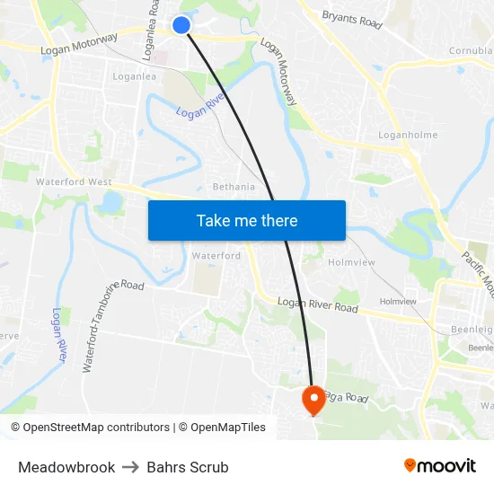 Meadowbrook to Bahrs Scrub map