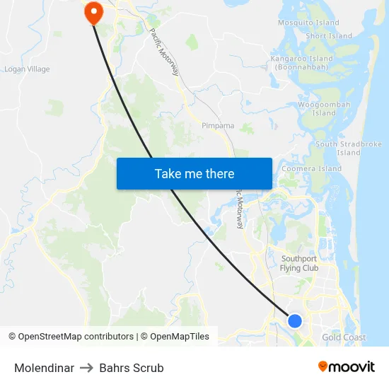 Molendinar to Bahrs Scrub map