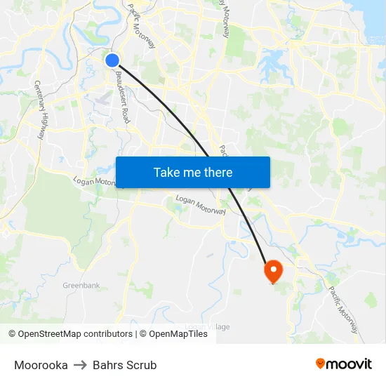 Moorooka to Bahrs Scrub map