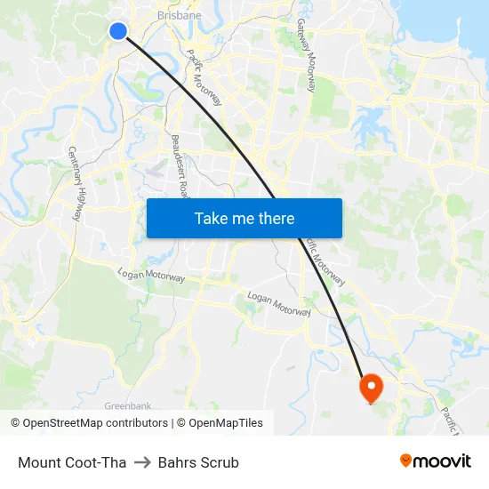 Mount Coot-Tha to Bahrs Scrub map