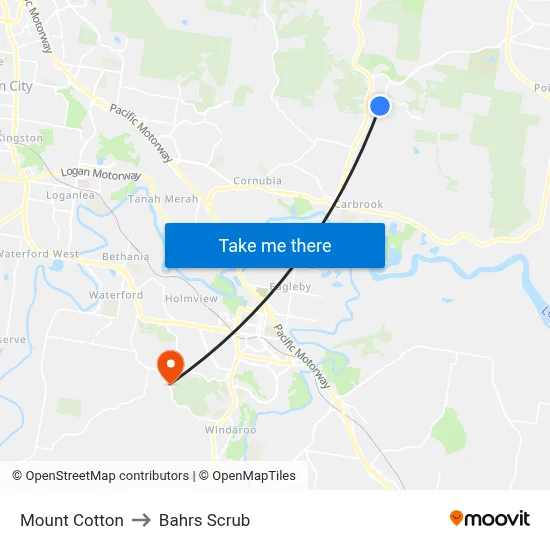 Mount Cotton to Bahrs Scrub map