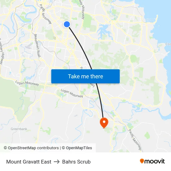 Mount Gravatt East to Bahrs Scrub map