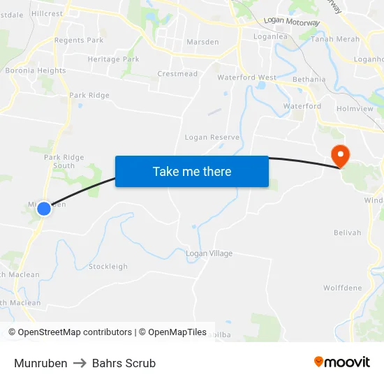 Munruben to Bahrs Scrub map