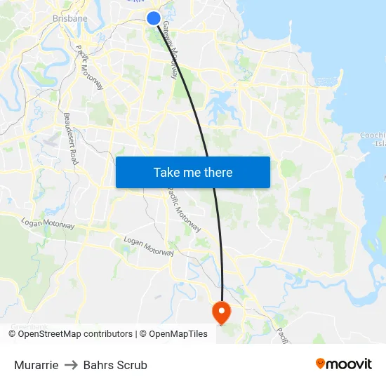Murarrie to Bahrs Scrub map