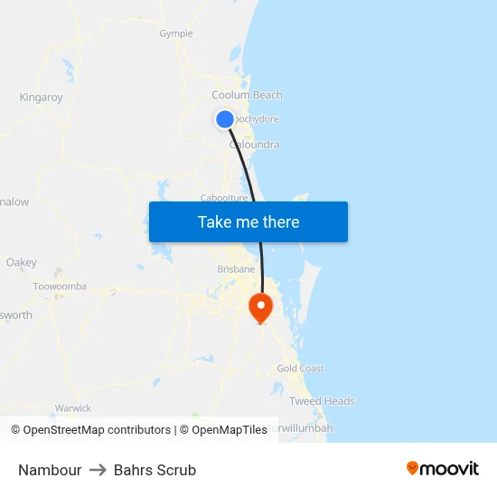 Nambour to Bahrs Scrub map
