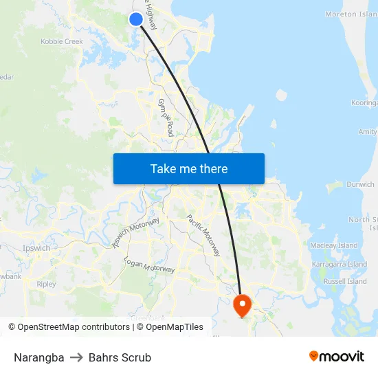 Narangba to Bahrs Scrub map