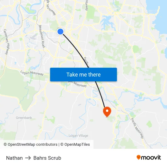 Nathan to Bahrs Scrub map