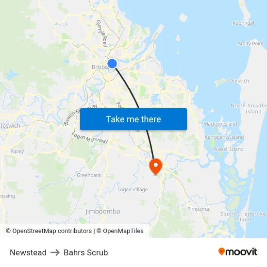 Newstead to Bahrs Scrub map