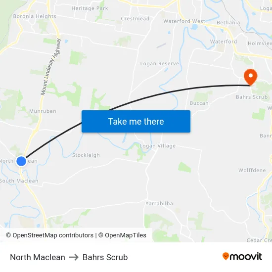 North Maclean to Bahrs Scrub map