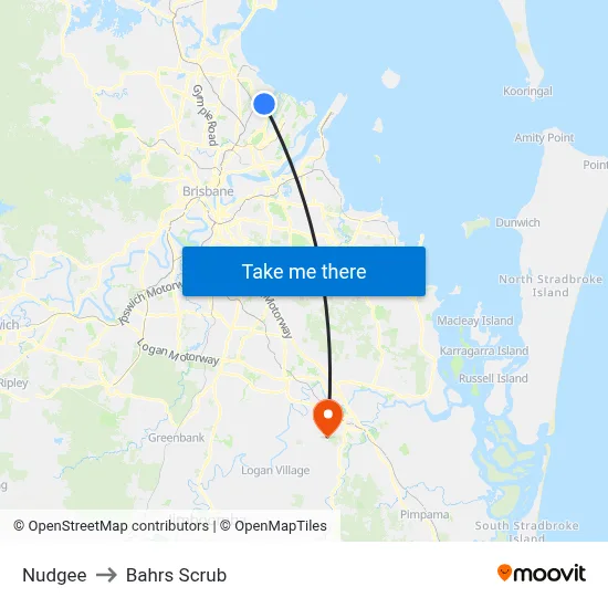Nudgee to Bahrs Scrub map