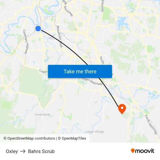 Oxley to Bahrs Scrub map