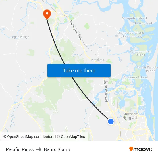 Pacific Pines to Bahrs Scrub map