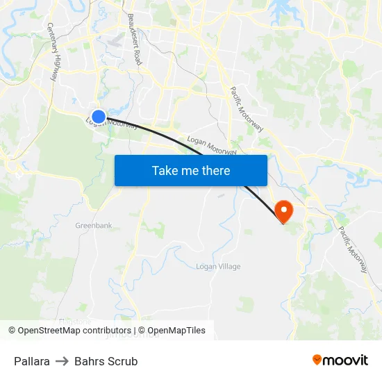 Pallara to Bahrs Scrub map