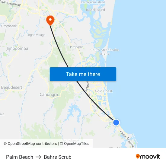 Palm Beach to Bahrs Scrub map