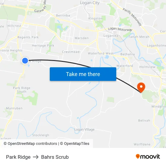 Park Ridge to Bahrs Scrub map