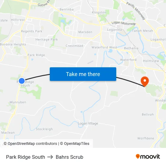 Park Ridge South to Bahrs Scrub map
