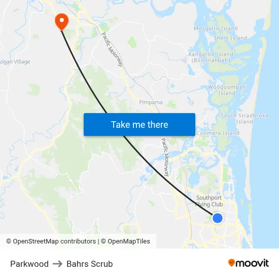 Parkwood to Bahrs Scrub map