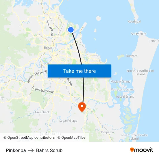 Pinkenba to Bahrs Scrub map
