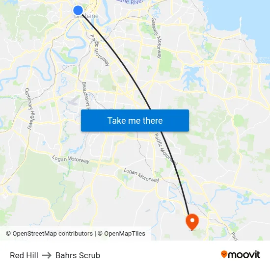 Red Hill to Bahrs Scrub map