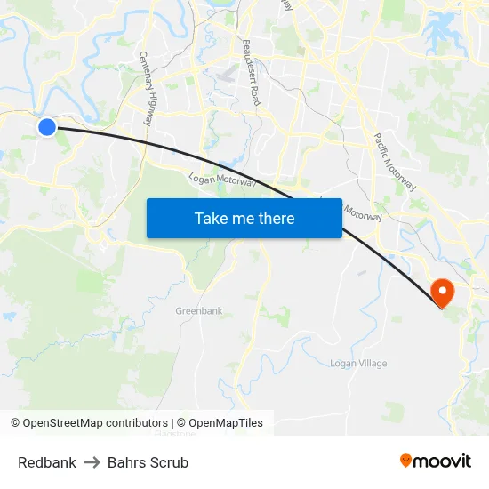 Redbank to Bahrs Scrub map