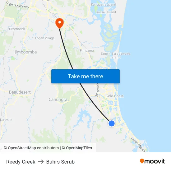 Reedy Creek to Bahrs Scrub map