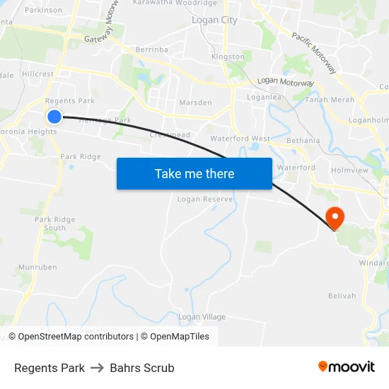 Regents Park to Bahrs Scrub map